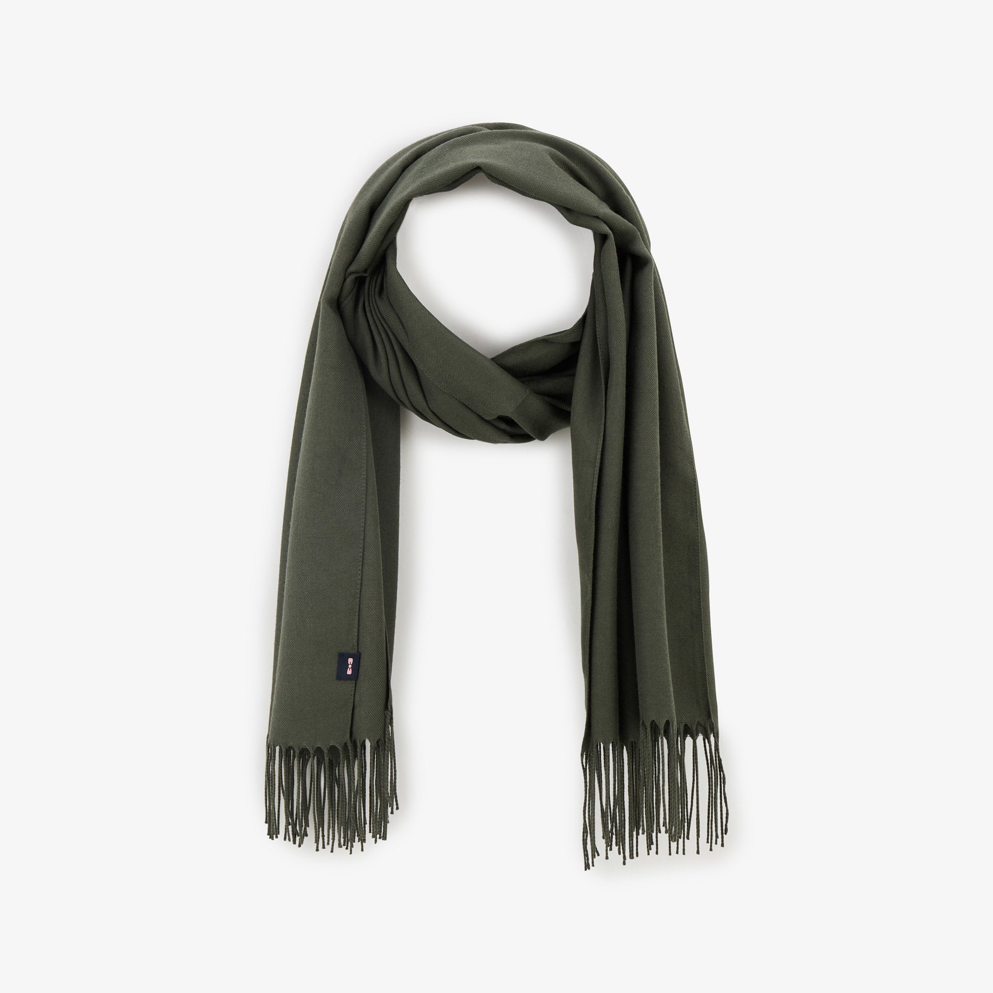 Flowing Khaki Fringed Scarf_H23ACTEC0009_KAM3_01