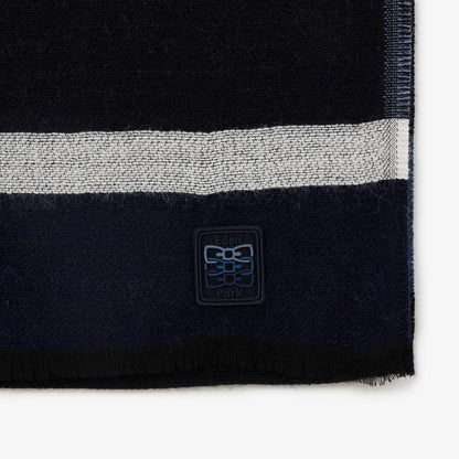 Dark Blue Jacquard Scarf With Eden Park Inscription_H23ACTEC0024_BLF1_03