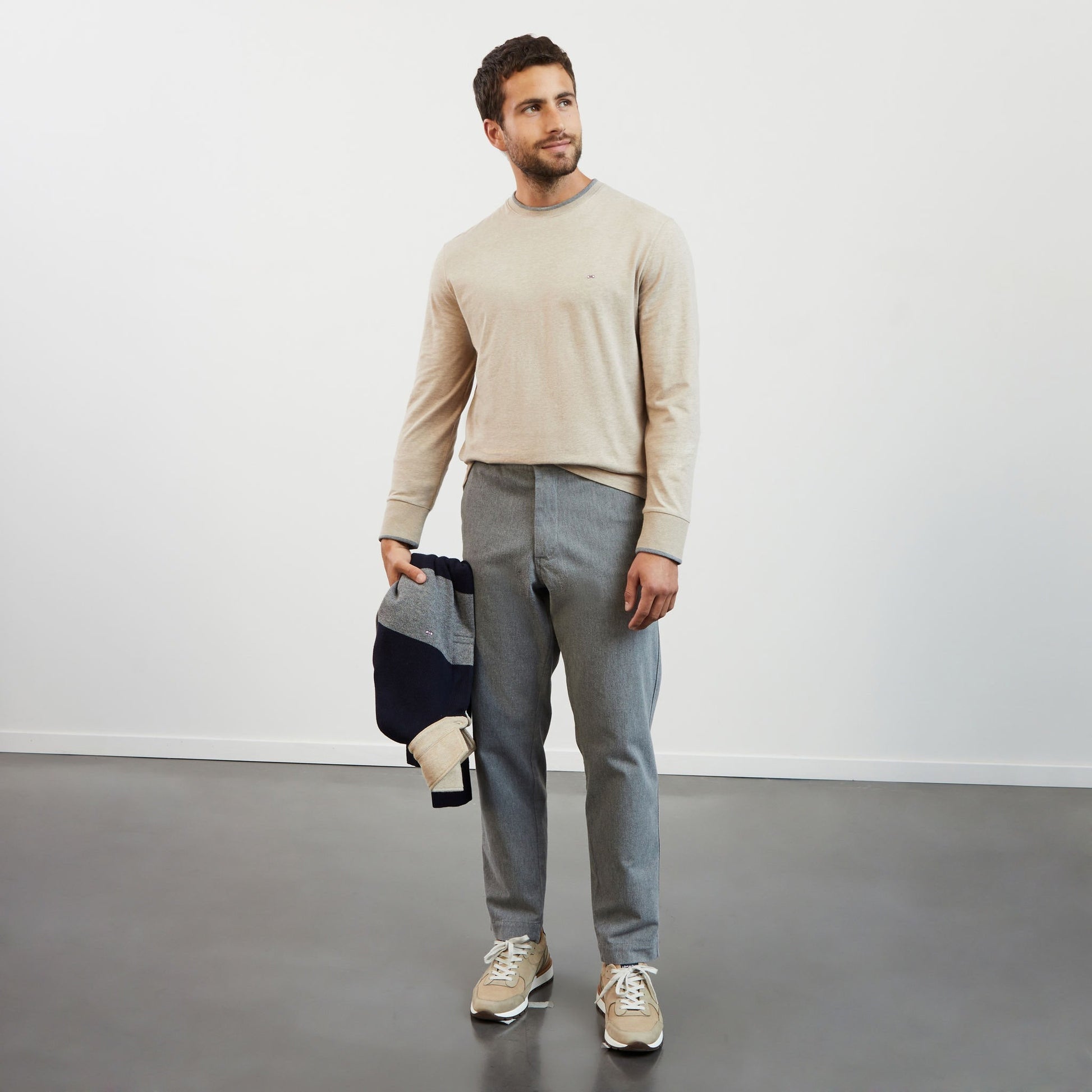 Grey Chinos With Elasticated Waist_H23BASPA0004_GRM_01