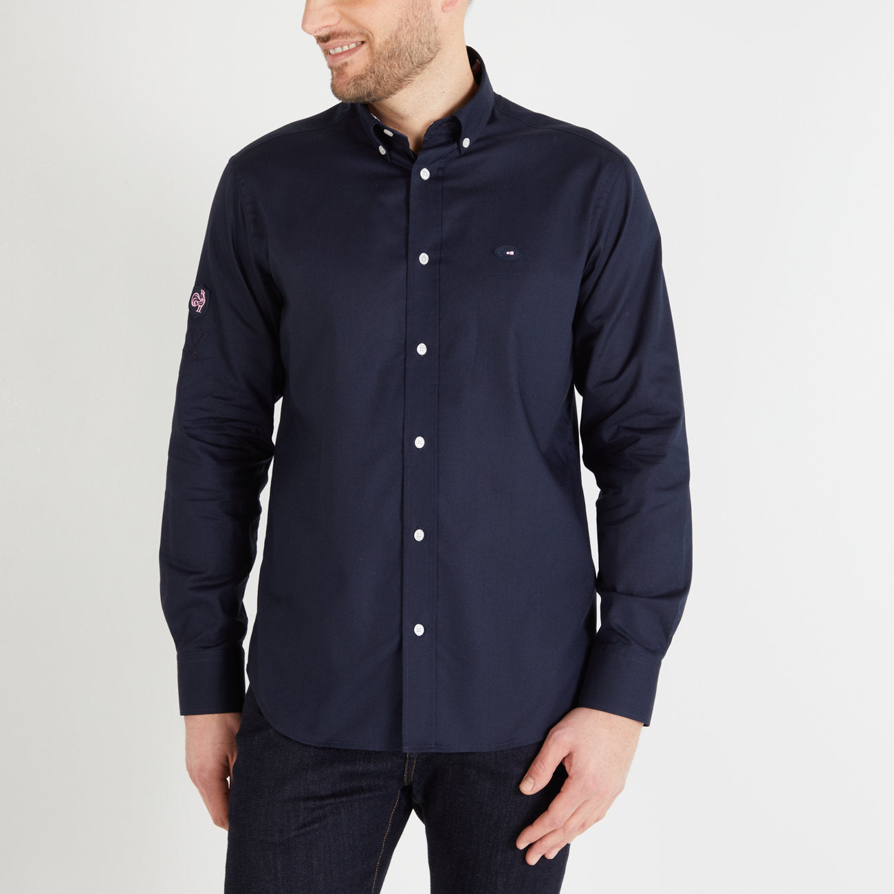 Dark Blue Shirt With France Xv Embroidery_H23CHECL0013_BLF_01