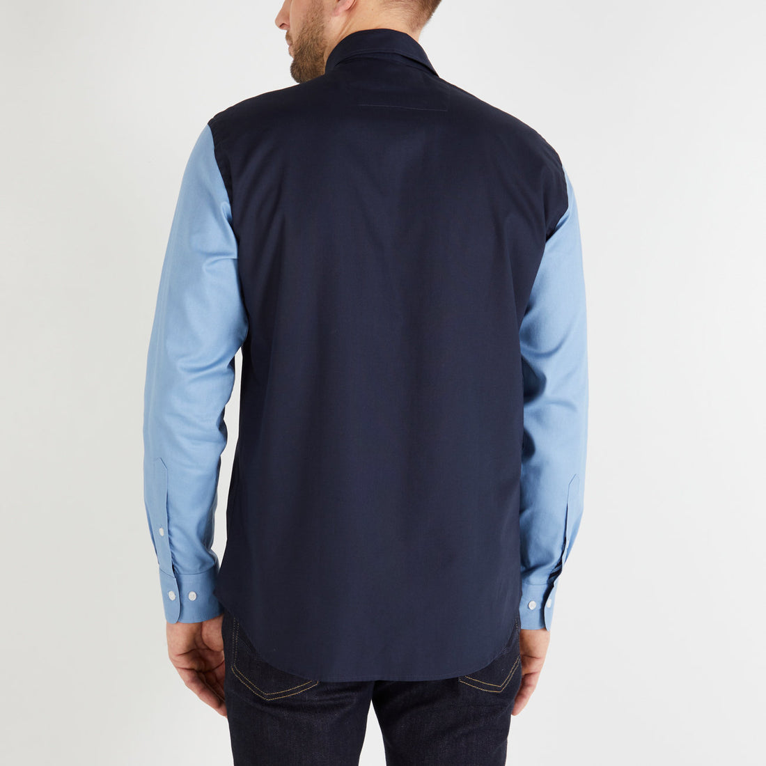 Blue Colourblock Shirt With No10 Embroidery_H23CHECL0014_BLM9_02