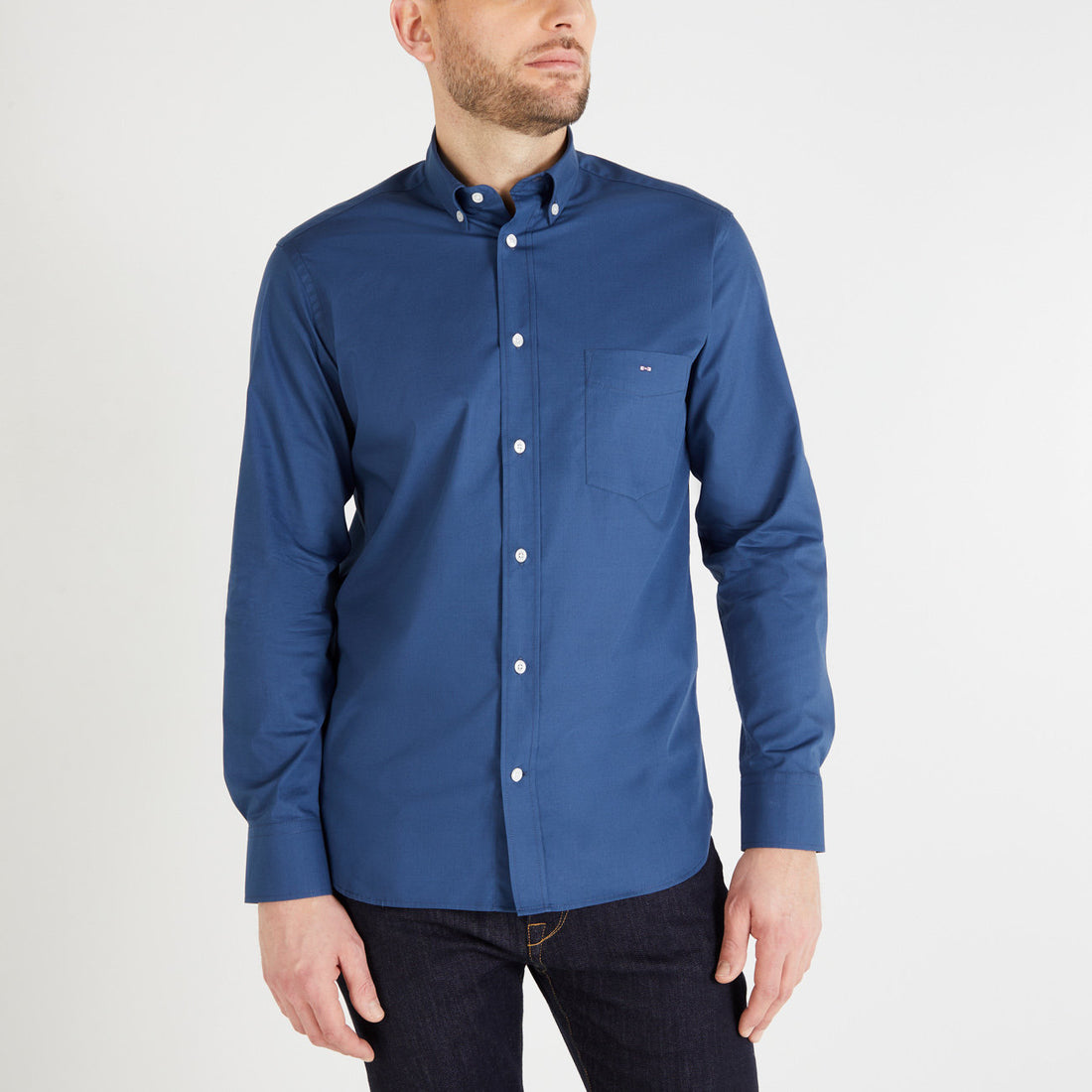 Blue Shirt With Floral Detail_H23CHECL0029_BLF1_01