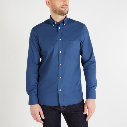 Blue Shirt With Floral Detail_H23CHECL0029_BLF1_01