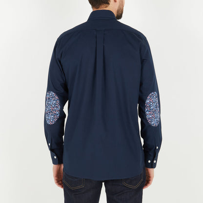 Navy Blue Shirt With Floral Detail_H23CHECL0029_BLF_02