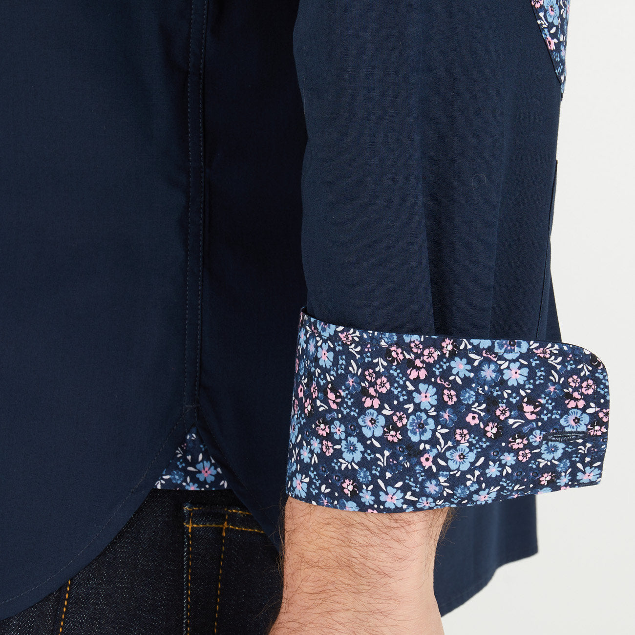 Navy Blue Shirt With Floral Detail_H23CHECL0029_BLF_04
