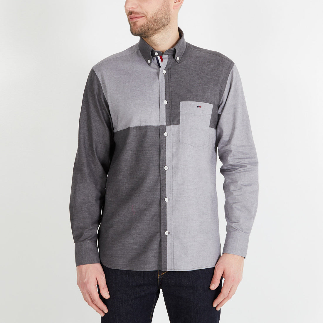 Grey Colourblock Shirt_H23CHECL0031_GRF_01