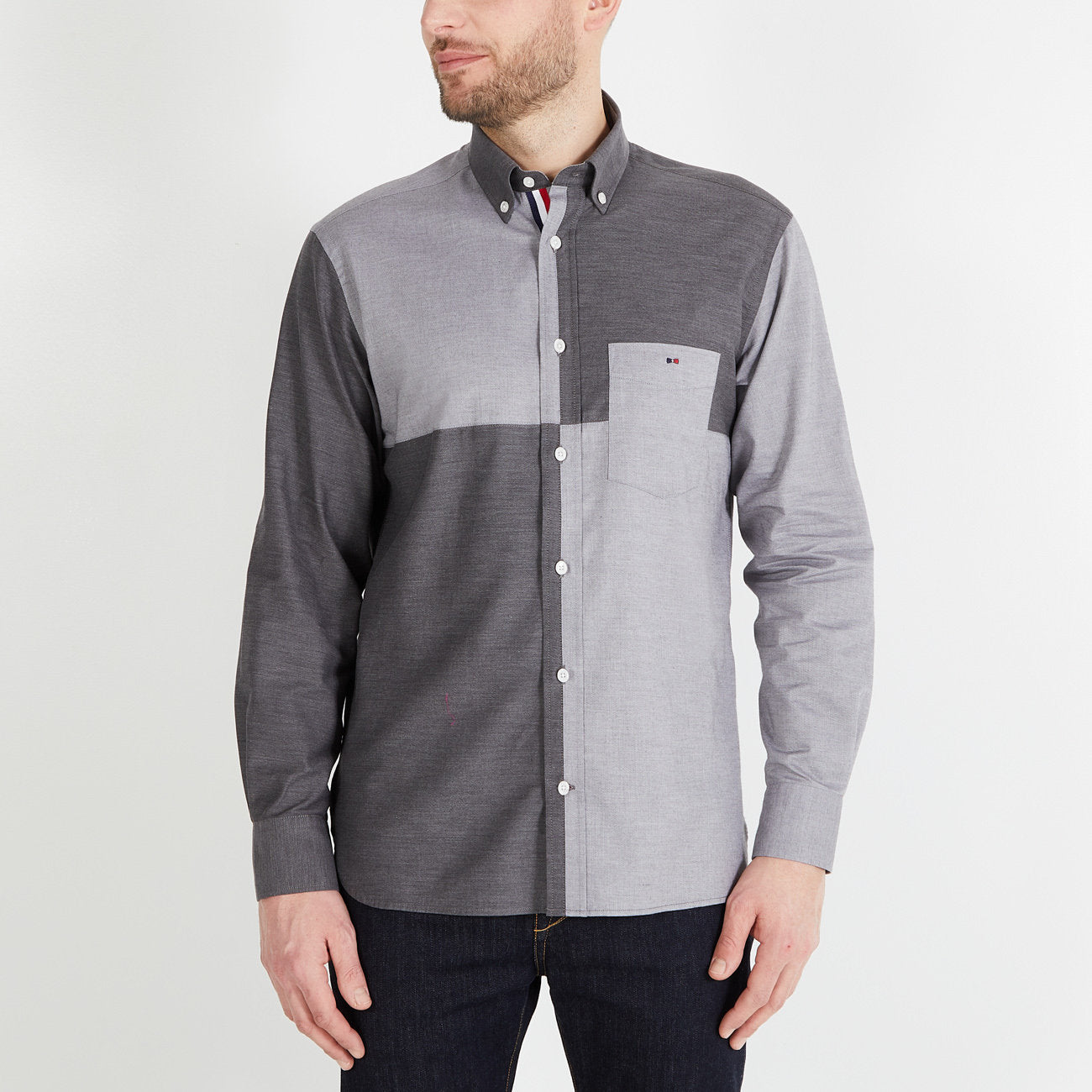 Grey Colourblock Shirt_H23CHECL0031_GRF_01