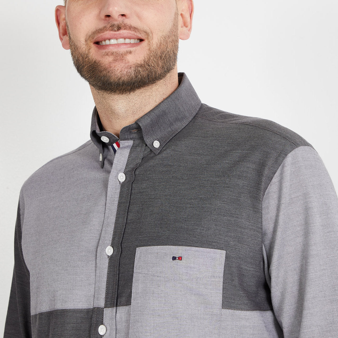 Grey Colourblock Shirt_H23CHECL0031_GRF_03