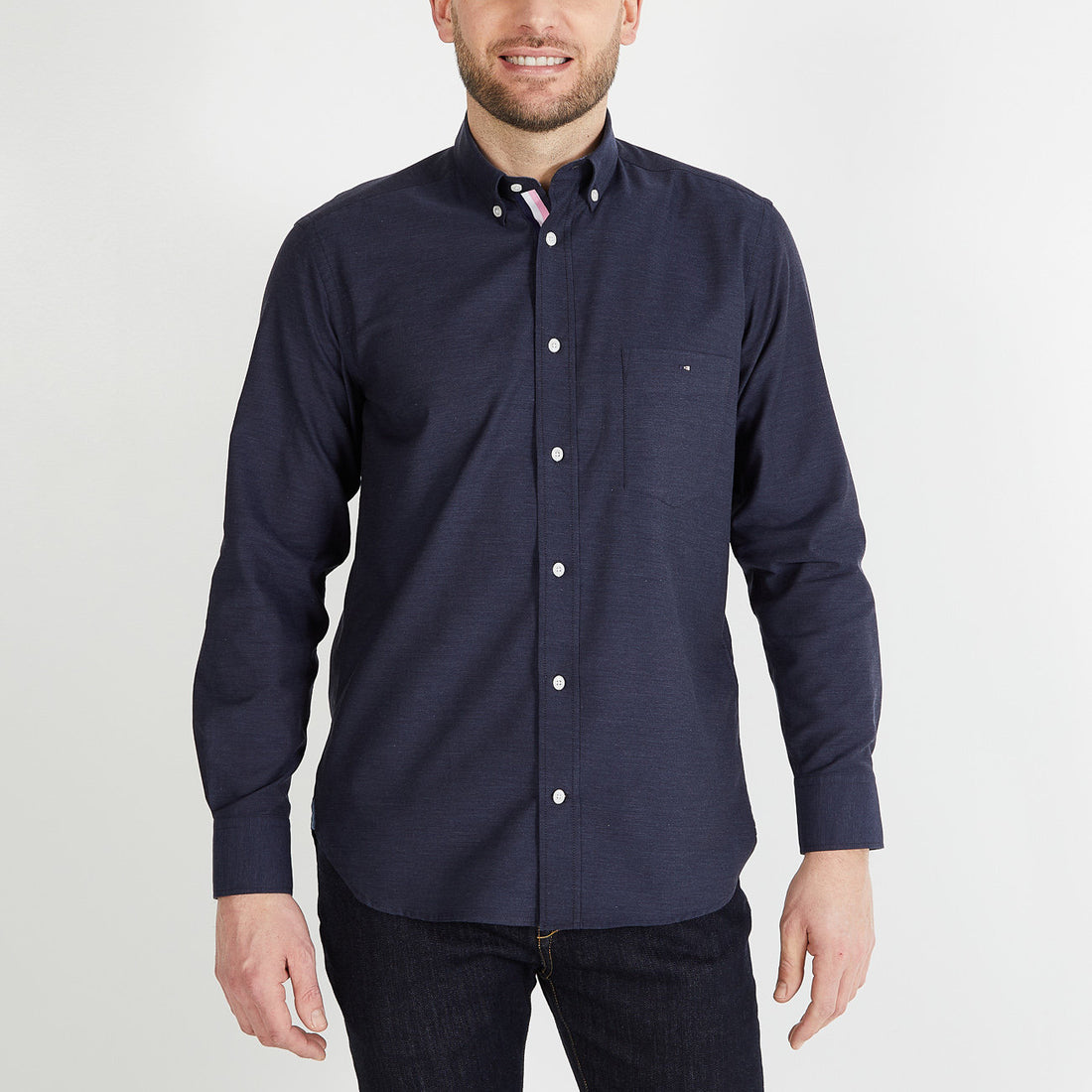 Dark Blue Shirt With Contrasting Elbow Patches_H23CHECL0032_BLF_01