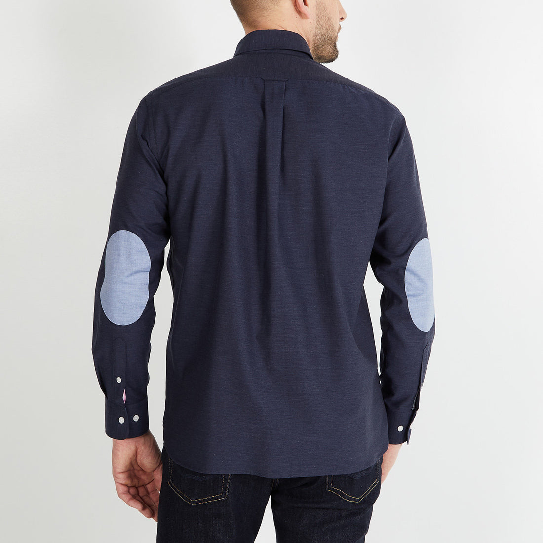 Dark Blue Shirt With Contrasting Elbow Patches_H23CHECL0032_BLF_02