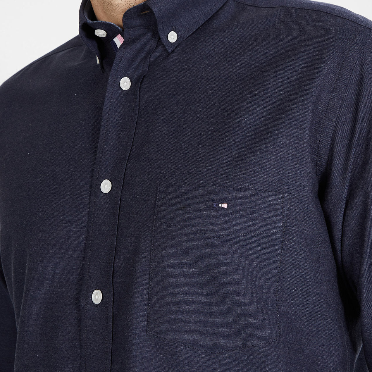 Dark Blue Shirt With Contrasting Elbow Patches_H23CHECL0032_BLF_03