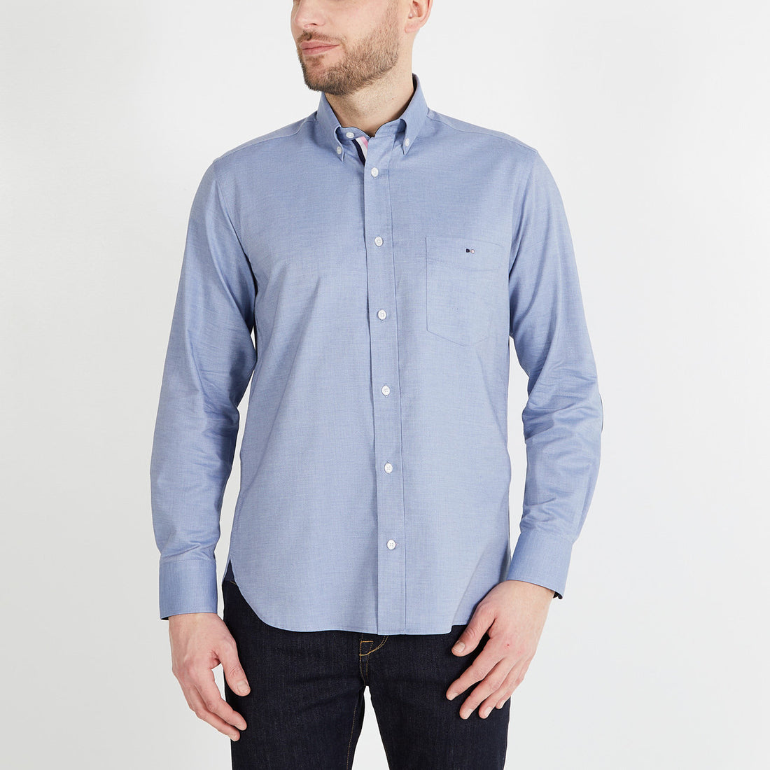 Pale Blue Shirt With Contrasting Elbow Patches_H23CHECL0032_BLM12_01