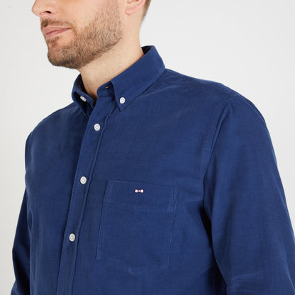 Plain Blue Velvet Shirt_H23CHECL0067_BLF26_03