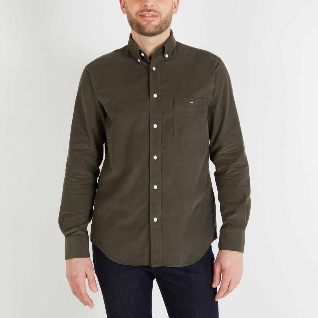 Plain Khaki Velvet Shirt_H23CHECL0067_KAM11_01