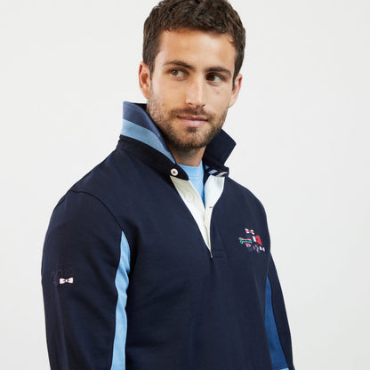 Navy Blue Long-Sleeved Colourblock Rugby Shirt_H23MAIML0015_BLF_06