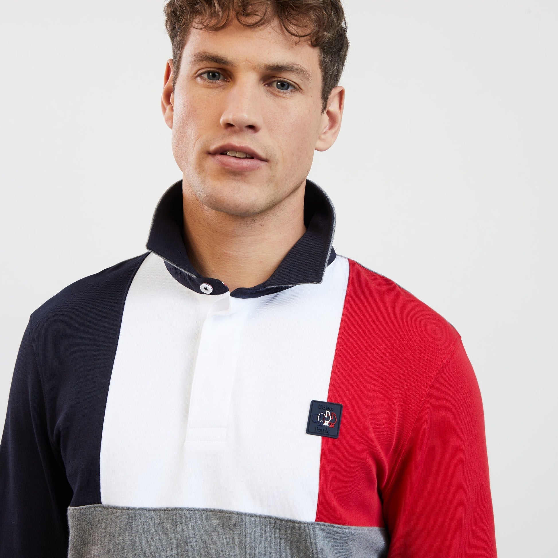 Colourblock Rugby Shirt With Xv De France Embroidery_H23MAIML0020_BLF_06