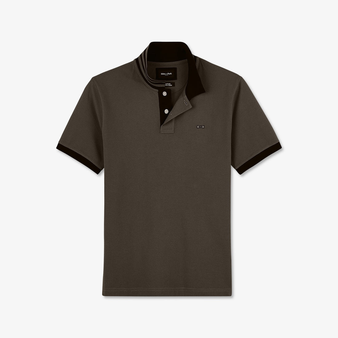 Khaki Short-Sleeved Polo Shirt With Contrasting Detail_H23MAIPC0004_KAF3_02