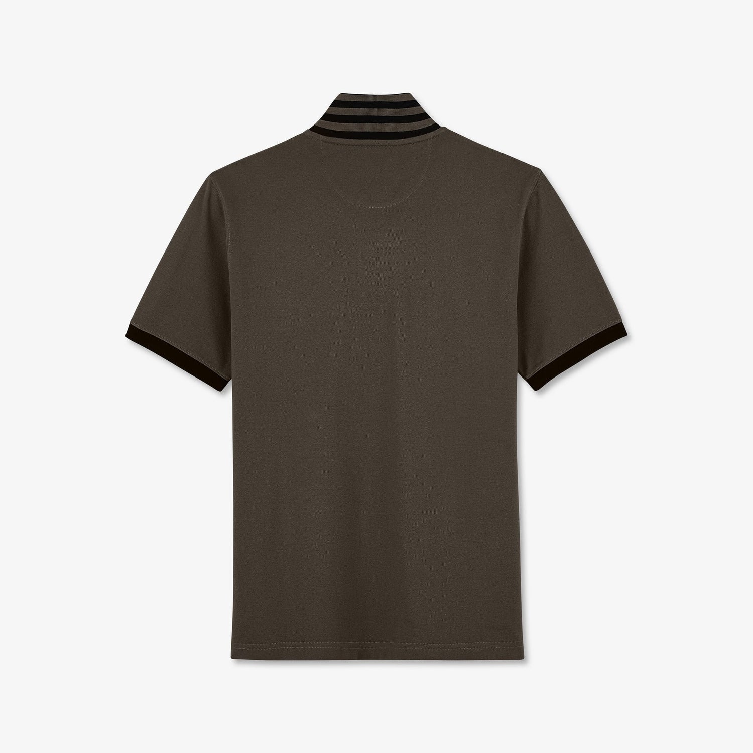 Khaki Short-Sleeved Polo Shirt With Contrasting Detail_H23MAIPC0004_KAF3_04