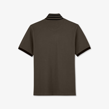 Khaki Short-Sleeved Polo Shirt With Contrasting Detail_H23MAIPC0004_KAF3_04
