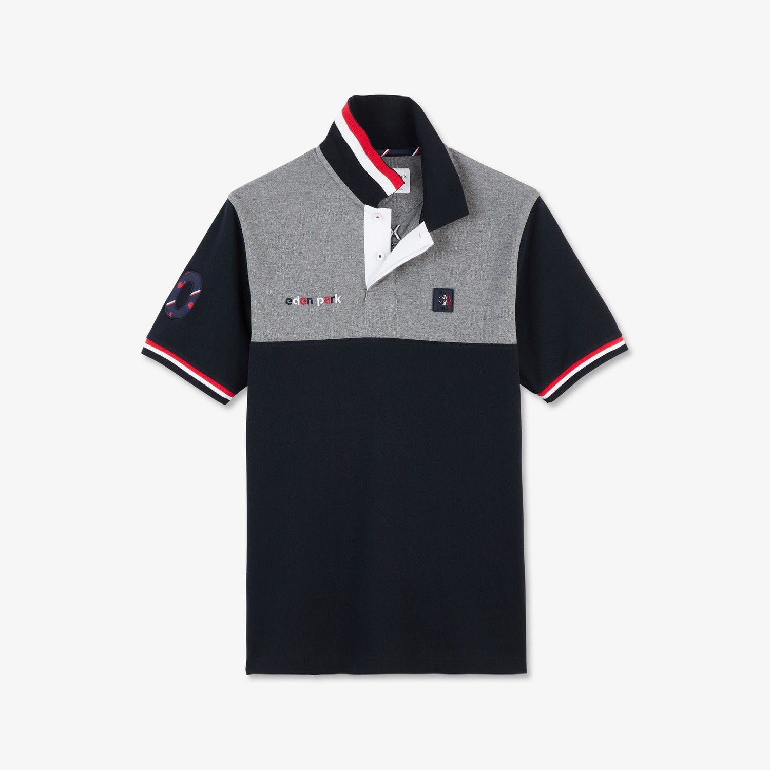 Grey Short-Sleeved Colourblock Xv De France Polo Shirt_H23MAIPC0006_GRM_02