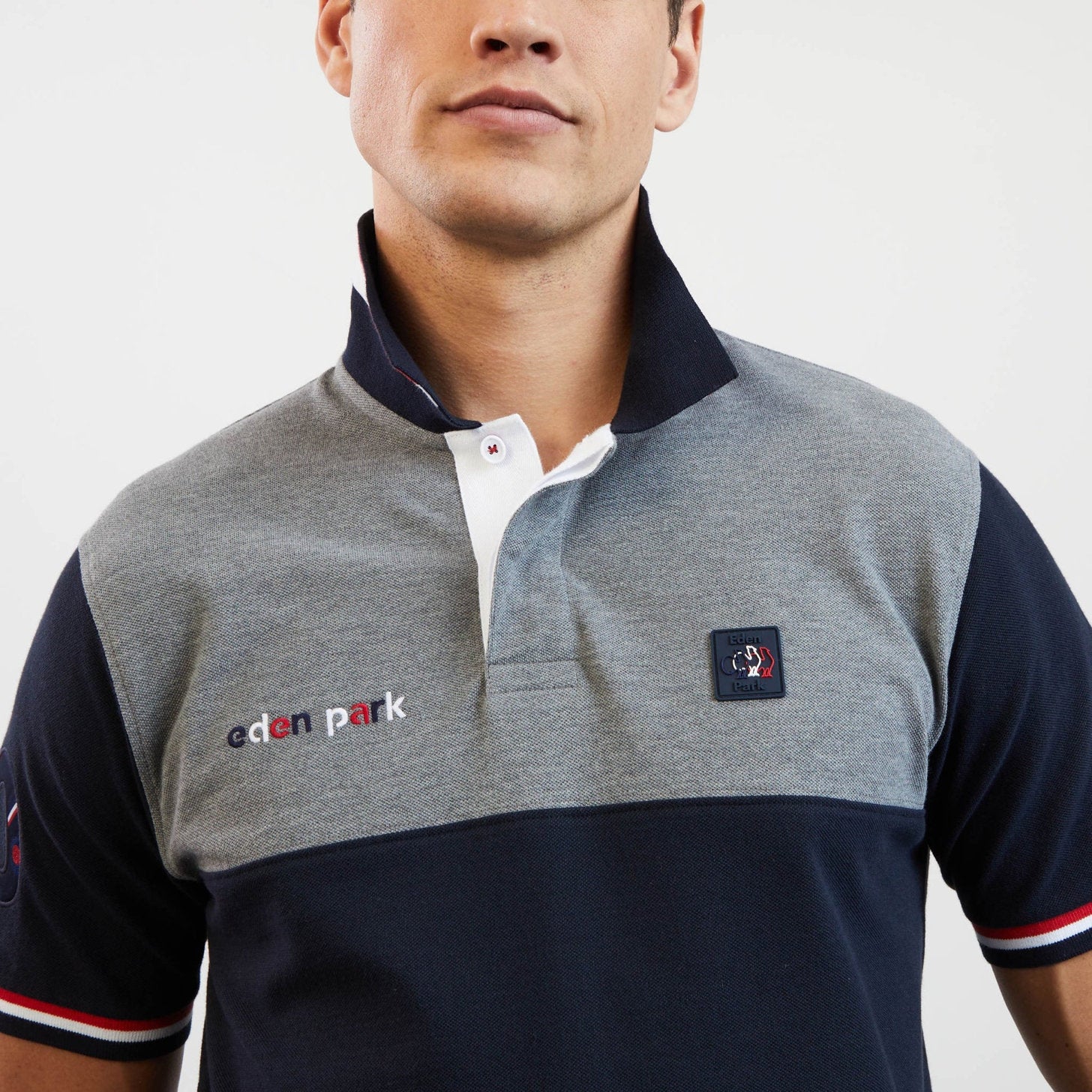 Grey Short-Sleeved Colourblock Xv De France Polo Shirt_H23MAIPC0006_GRM_07