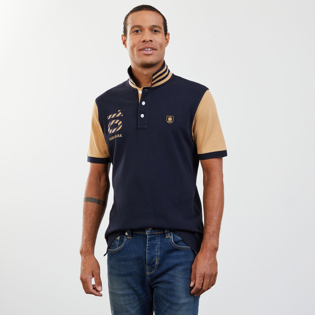 Beige Colour-Block Polo With Circled Embroidery 10_H23MAIPC0008_BEM14_01