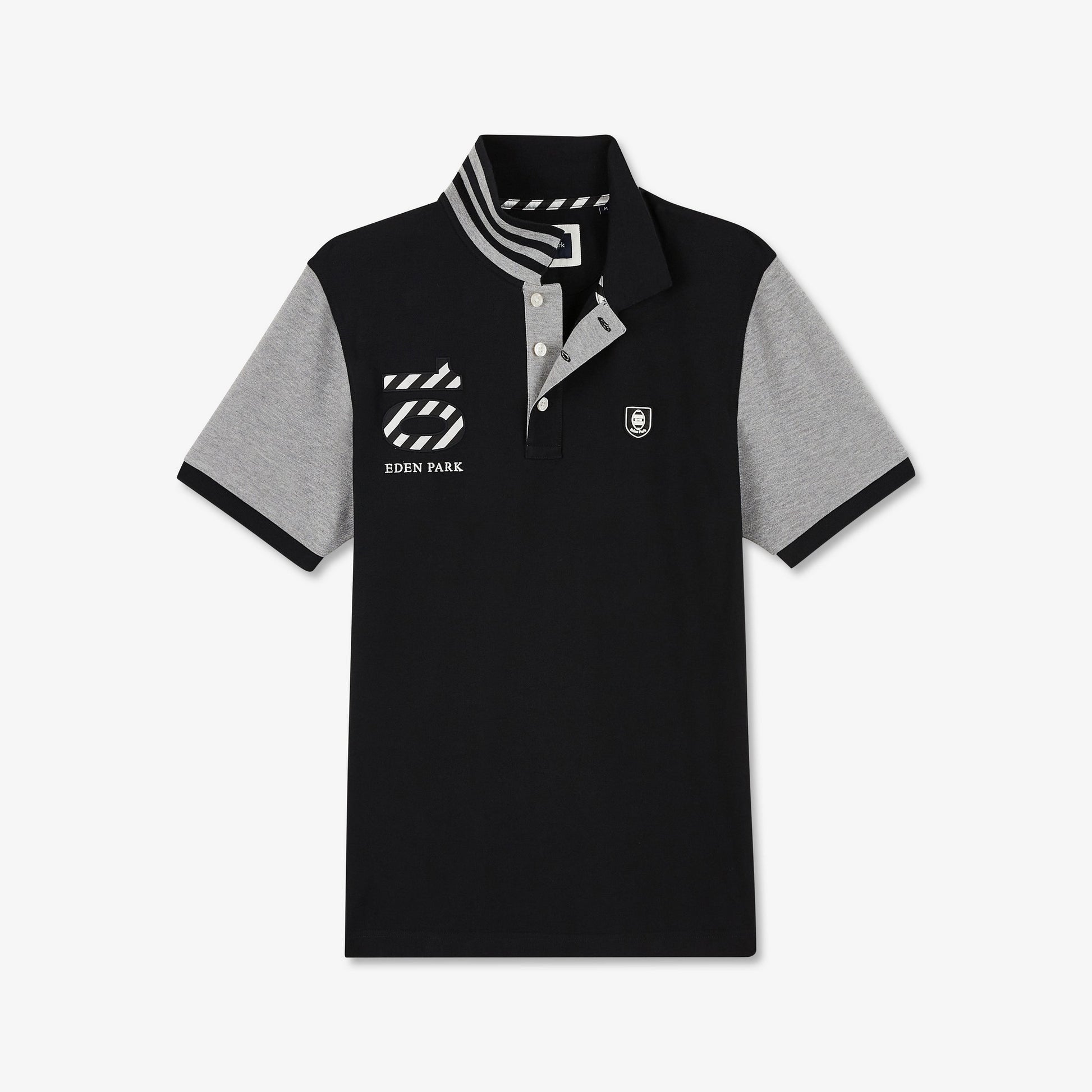 Black Colour-Block Polo With Circled Embroidery 10_H23MAIPC0008_NO_02