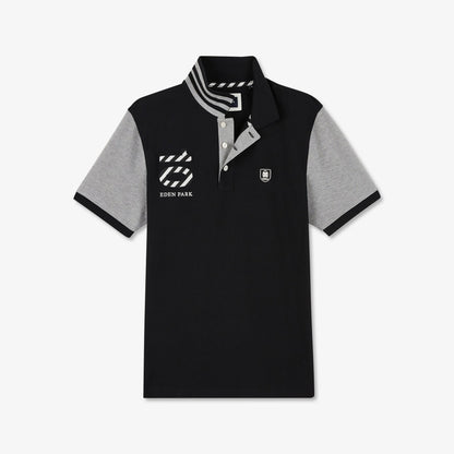 Black Colour-Block Polo With Circled Embroidery 10_H23MAIPC0008_NO_02