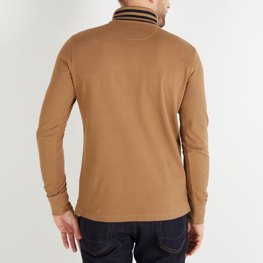 Beige Long-Sleeved Polo Shirt_H23MAIPL0001_BEF4_02
