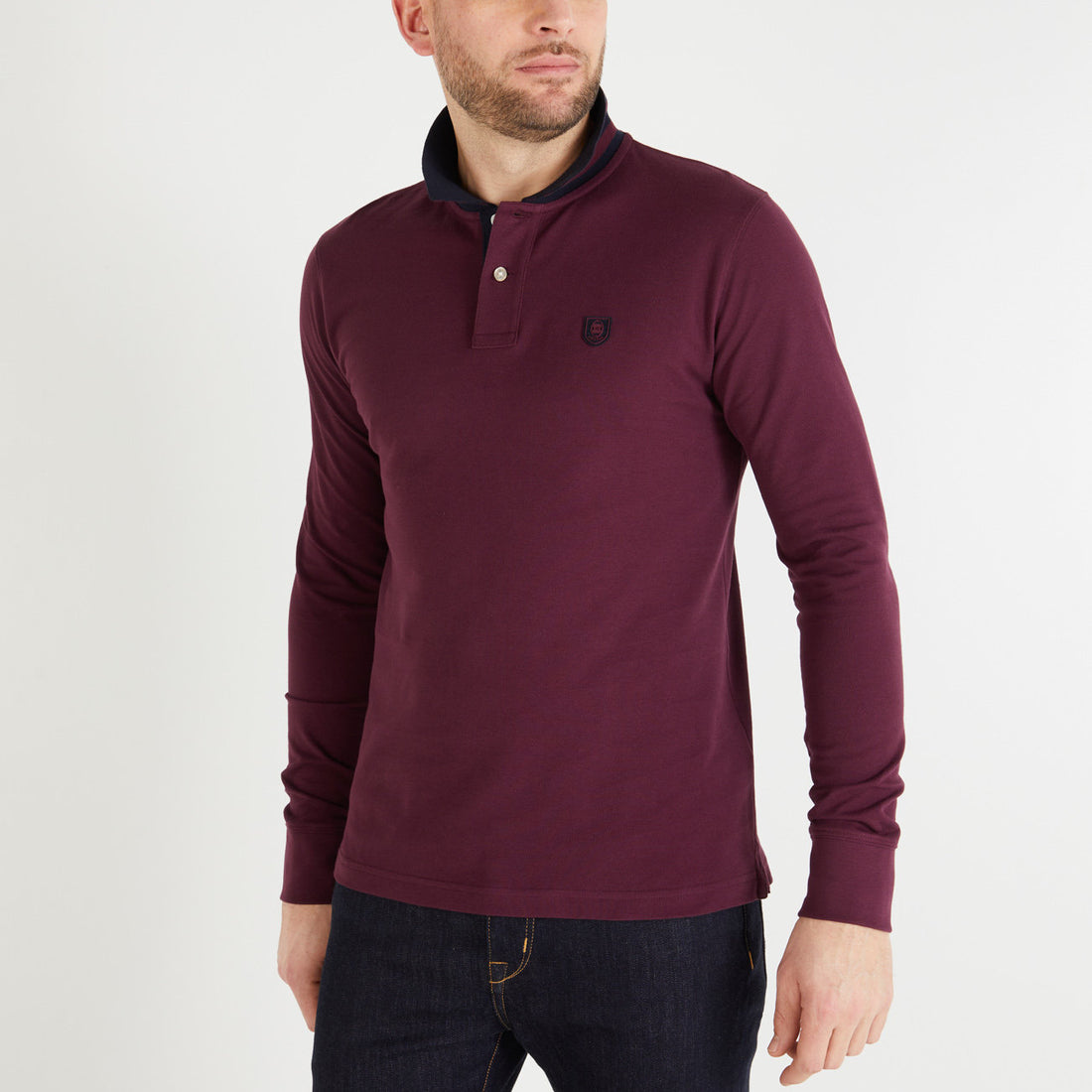 Burgundy Long-Sleeved Polo Shirt_H23MAIPL0001_BXF_01