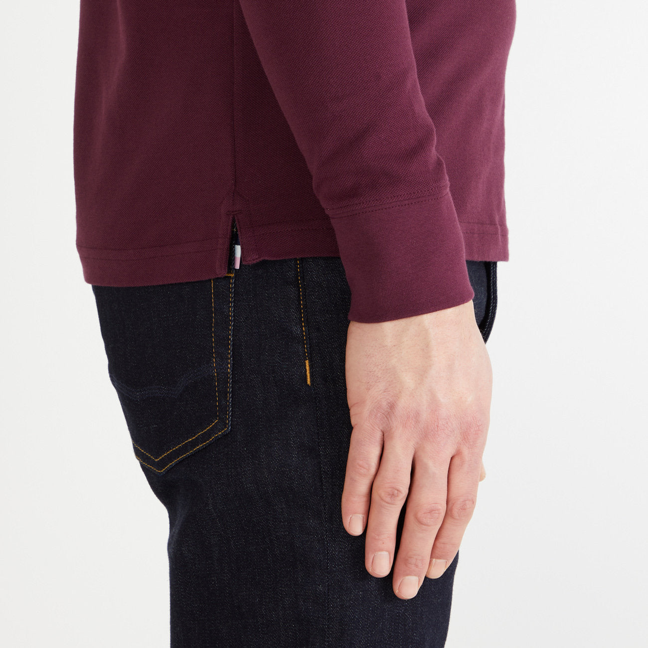 Burgundy Long-Sleeved Polo Shirt_H23MAIPL0001_BXF_04