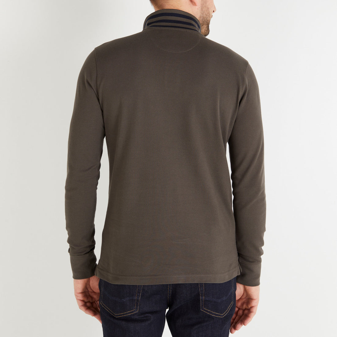 Dark Khaki Long-Sleeved Polo Shirt_H23MAIPL0001_KAF3_02