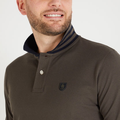 Dark Khaki Long-Sleeved Polo Shirt_H23MAIPL0001_KAF3_03