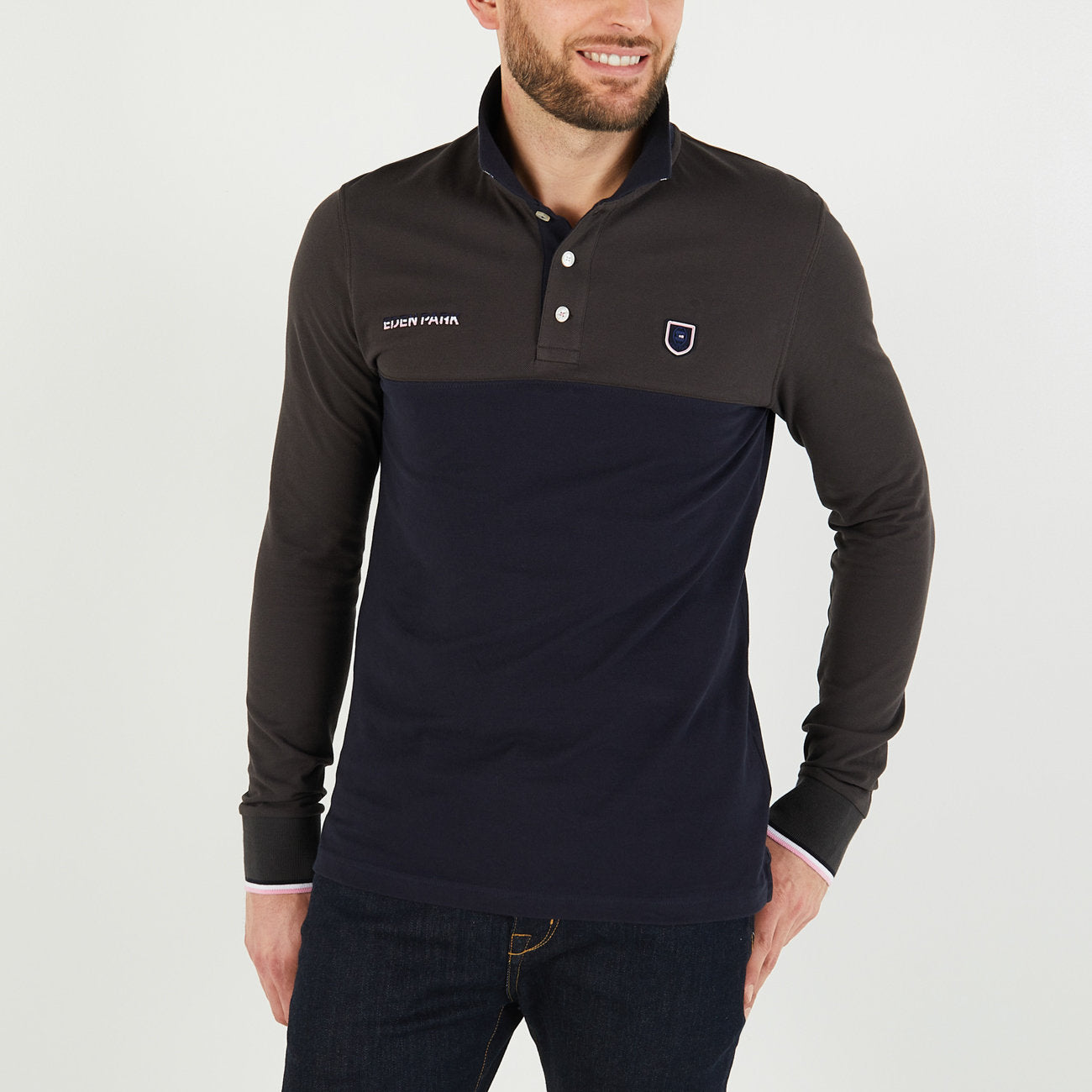 Dark Brown Colourblock Polo Shirt With Eden Park Embroidery_H23MAIPL0003_MAF1_01