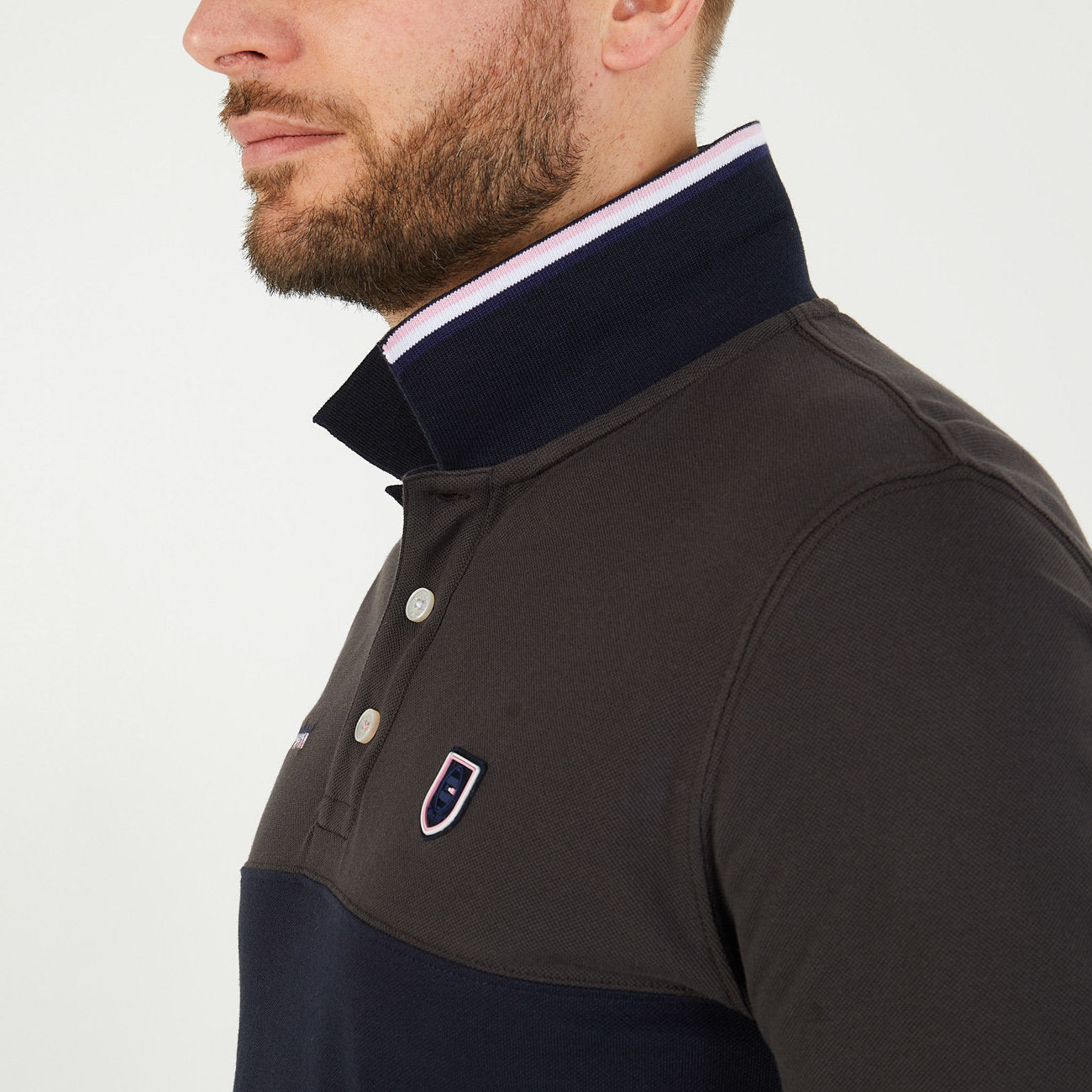 Dark Brown Colourblock Polo Shirt With Eden Park Embroidery_H23MAIPL0003_MAF1_04