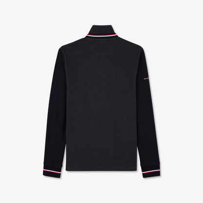 Dark Grey Long-Sleeved Colourblock Polo Shirt_H23MAIPL0004_GRF7_05