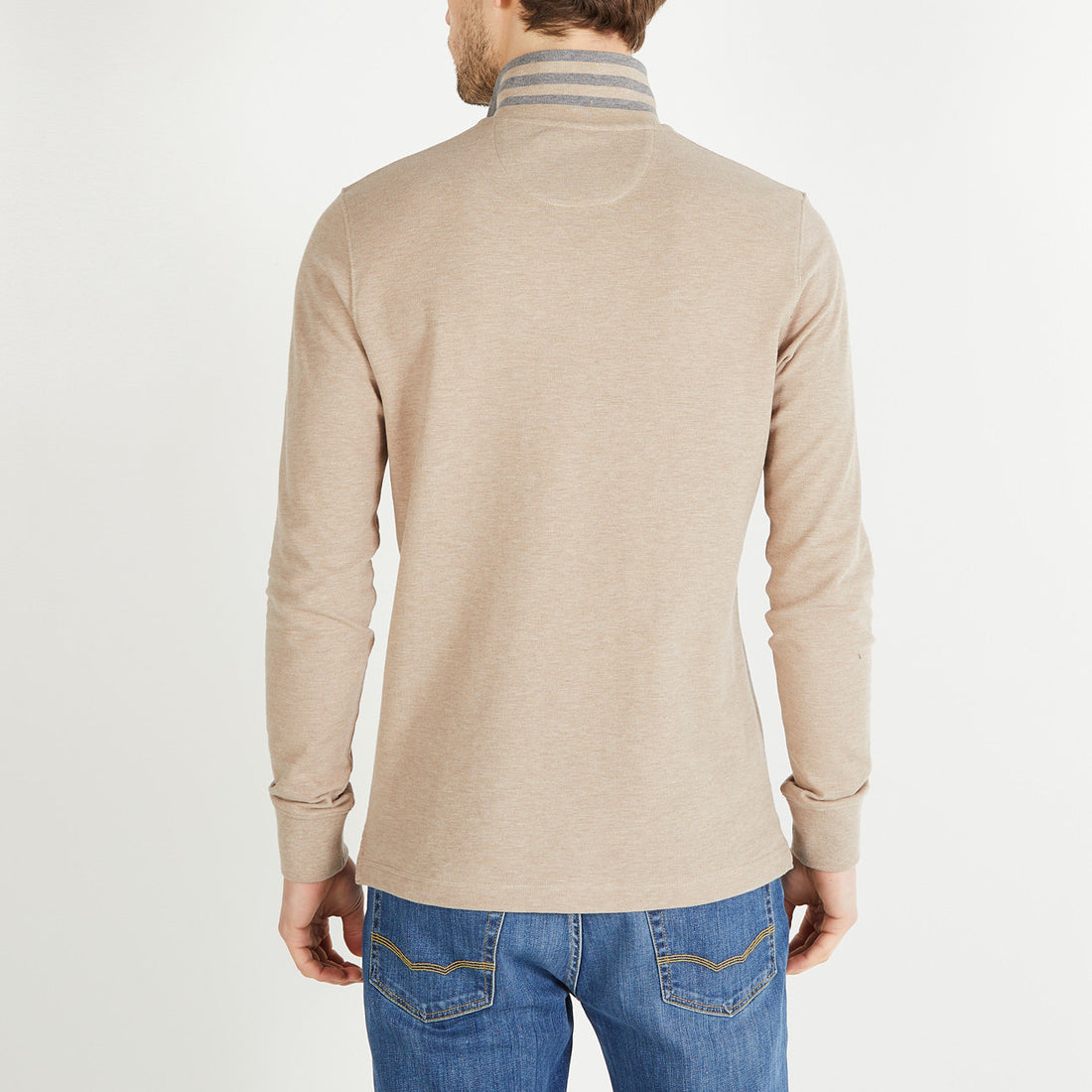 Beige Long-Sleeved Polo Shirt_H23MAIPL0017_BEC13_02