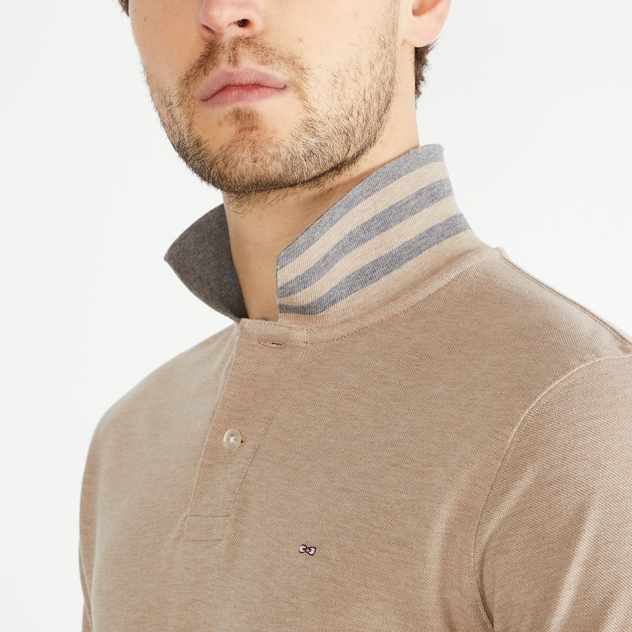 Beige Long-Sleeved Polo Shirt_H23MAIPL0017_BEC13_03