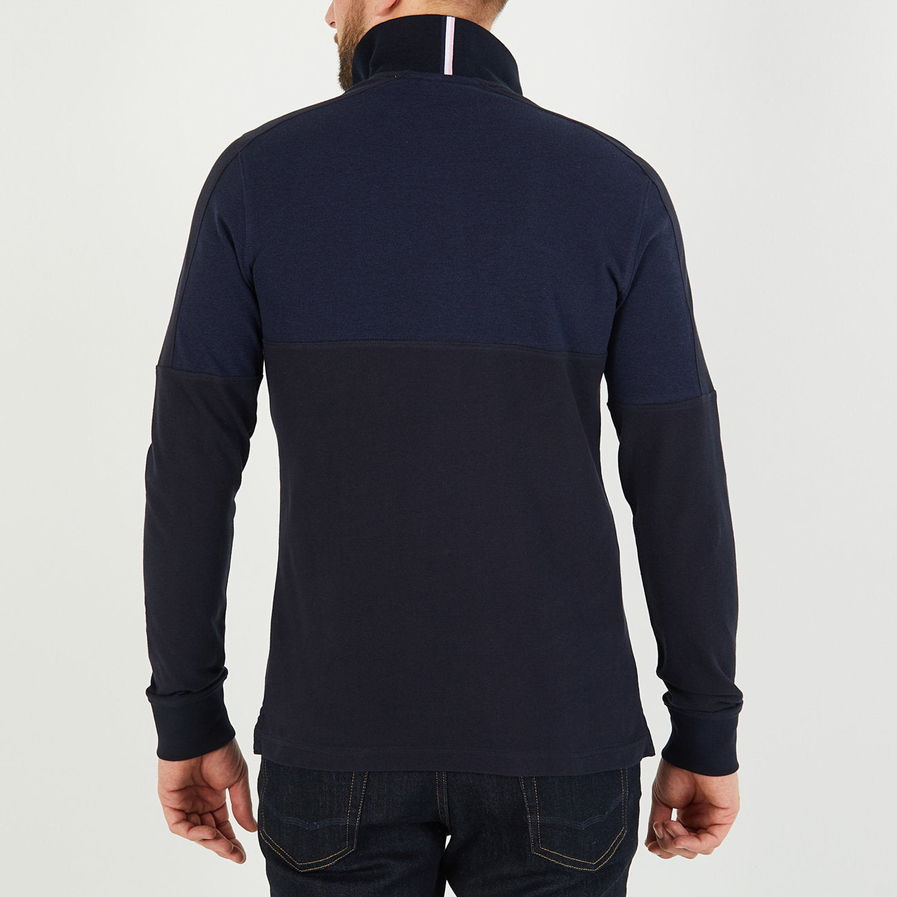 Dark Blue Colourblock Polo Shirt With Eden Park Embroidery_H23MAIPL0020_BLF27_02