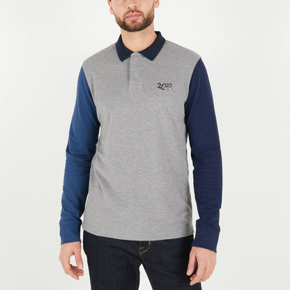 Grey Colourblock Polo Shirt With 2023 Embroidery_H23MAIPL0024_GRM_01