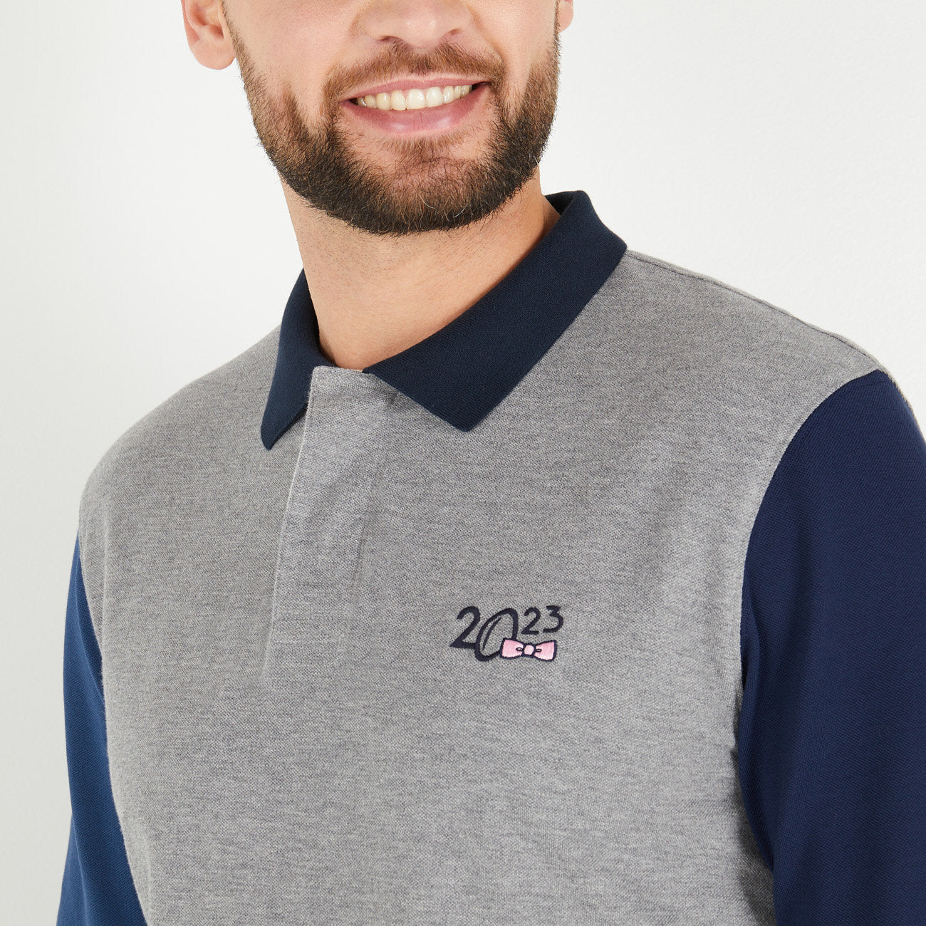 Grey Colourblock Polo Shirt With 2023 Embroidery_H23MAIPL0024_GRM_04