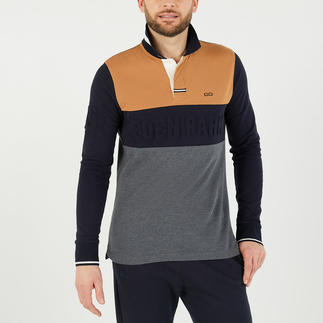 Brown Colourblock Polo Shirt With Eden Park Relief_H23MAIPL0027_MAM5_01