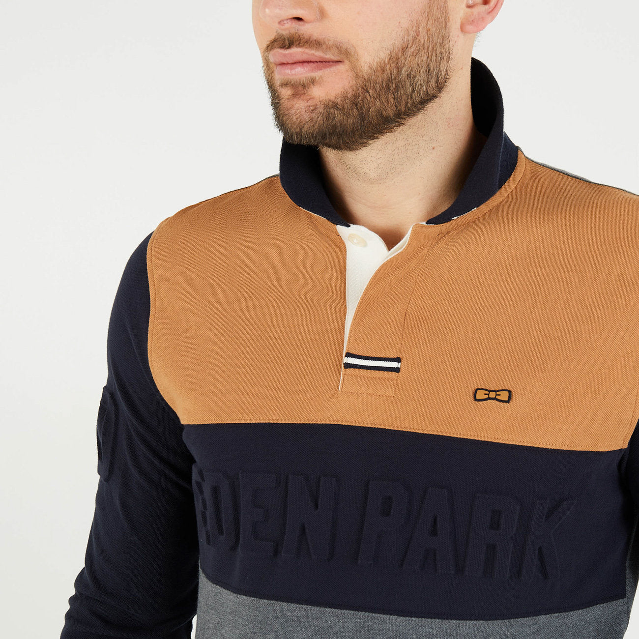 Brown Colourblock Polo Shirt With Eden Park Relief_H23MAIPL0027_MAM5_03