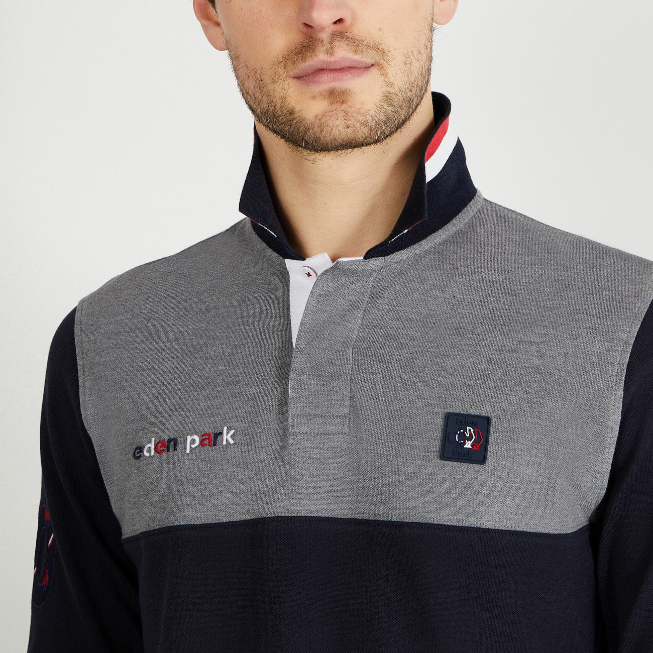 Pink Long-Sleeved Colourblock Polo Shirt_H23MAIPL0029_GRM_03
