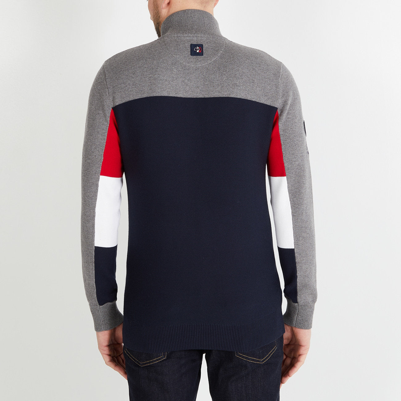 Dark Blue Colourblock Jumper With Xv De France Embroidery_H23MAIPU0031_BLF_02