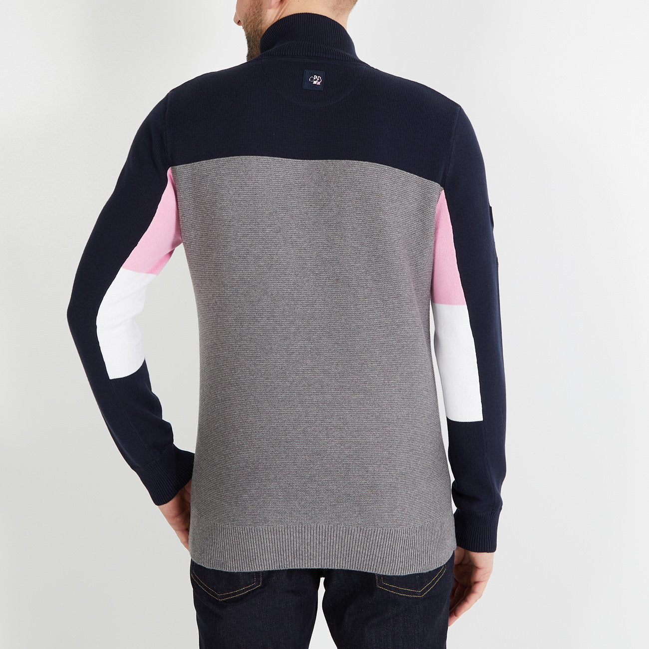 Grey Colourblock Jumper With Xv De France Embroidery_H23MAIPU0031_GRM_02