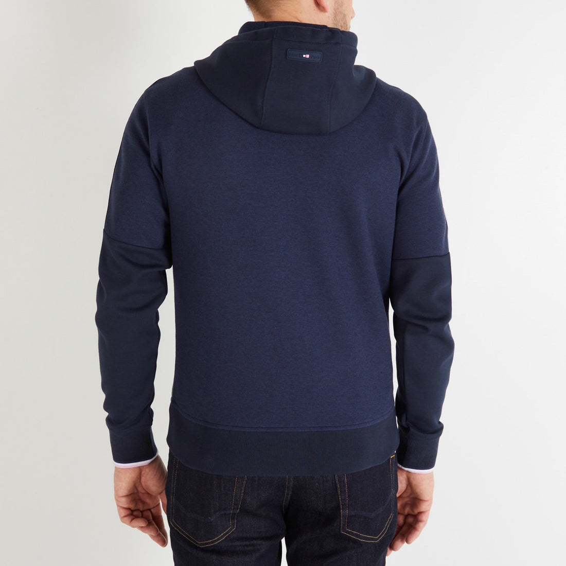 Dark Blue Bimaterial Sweatshirt With Tricolour Trim_H23MAISW0001_BLF27_02
