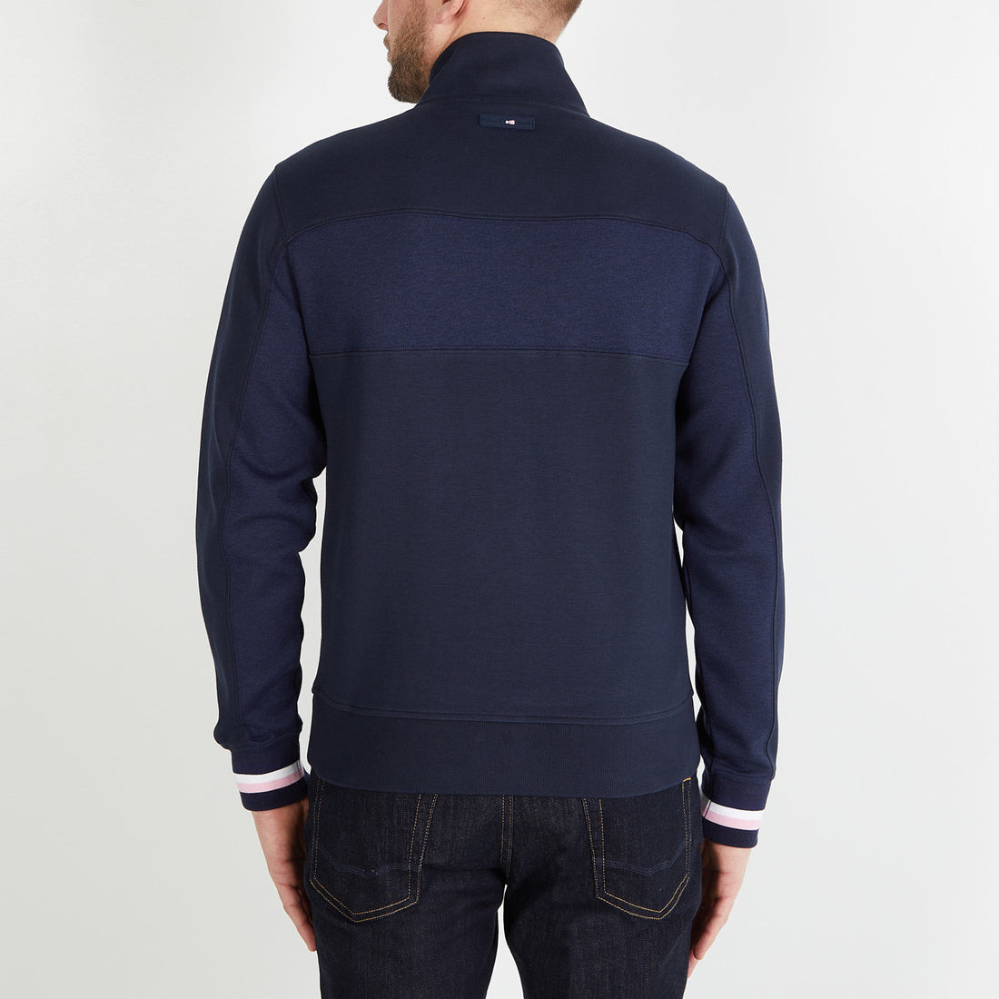 Dark Blue Colourblock Zipped Sweatshirt_H23MAISW0007_BLF27_02