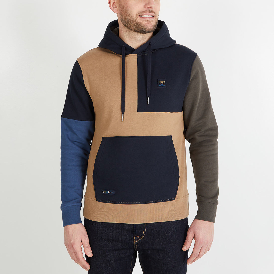 Khaki Colourblock Hooded Sweatshirt_H23MAISW0012_KAF3_01