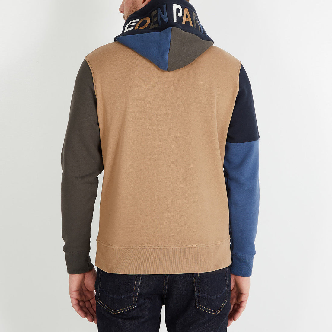 Khaki Colourblock Hooded Sweatshirt_H23MAISW0012_KAF3_02